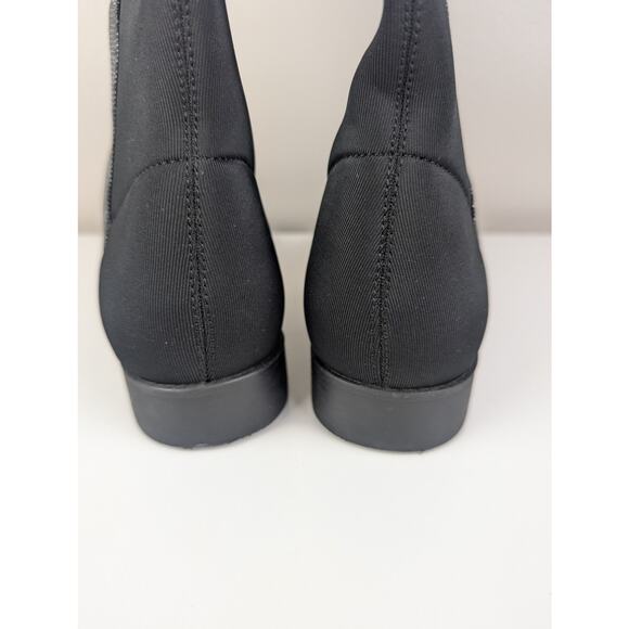 Stuart Weitzman 5050 Shimmer Riding Boots Black Metallic 4 US - Picture 10 of 13